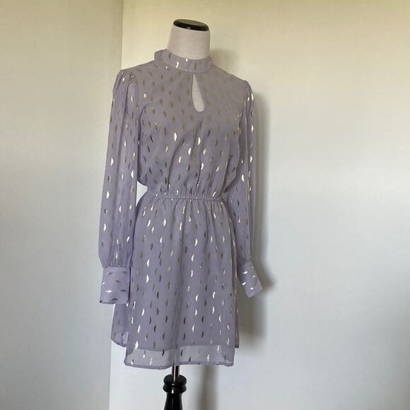 Modcloth Lavender & Gold Chiffon Mini Dress, Size XXS - Picture 1 of 11